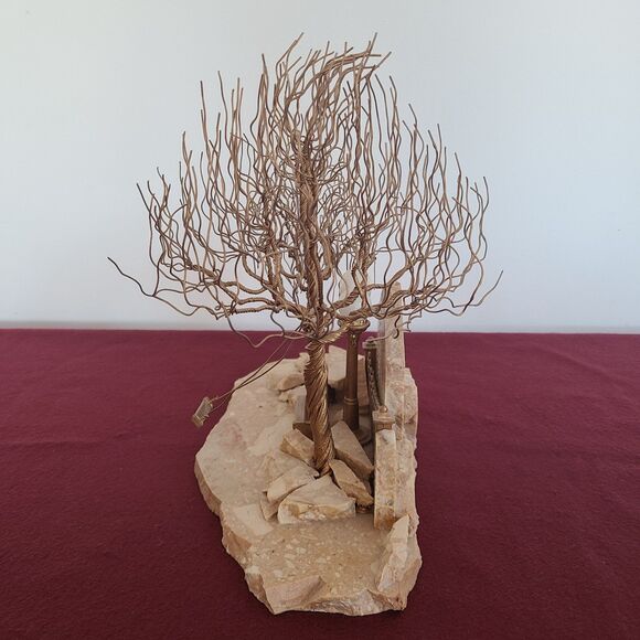 Unique Artisan GW Sanders Stone & Wire Double Tree Sculpture on Marble OOAK 1998 - Picture 8 of 10
